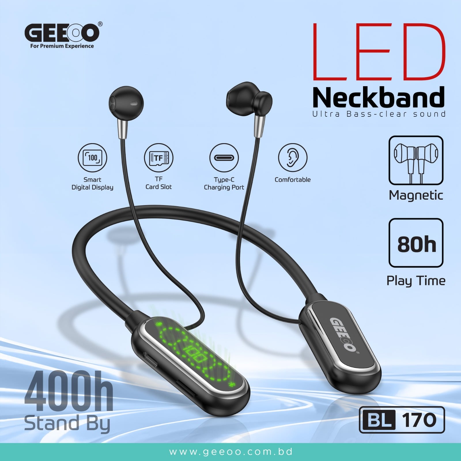GEEOO BL170 LED Display Neckband image 1