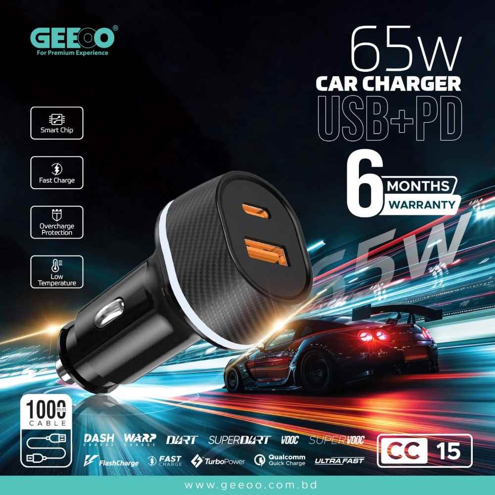 GEEOO USB+PD 65W Car Fast Charger image 1