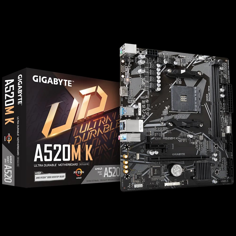 GIGABYTE A520M K AM4 Micro ATX Motherboard image 1