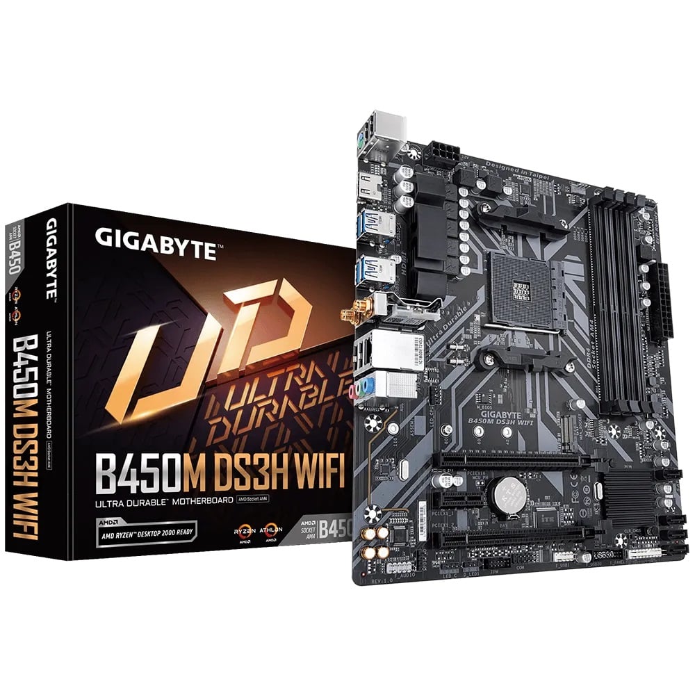 GIGABYTE B450M DS3H WIFI AM4 AMD Micro ATX Motherboard image 1