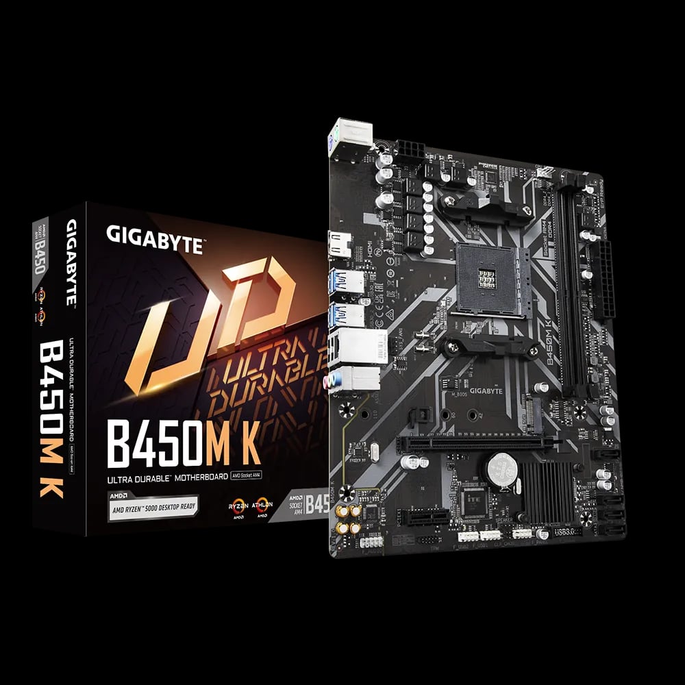 GIGABYTE B450M K AMD AM4 Micro ATX Motherboard image 1