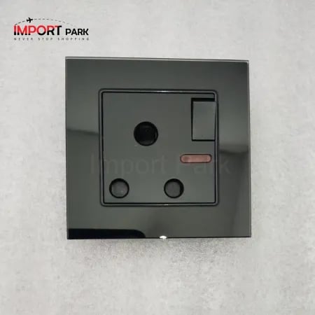 Glass Border 15A Round Socket Black image 1