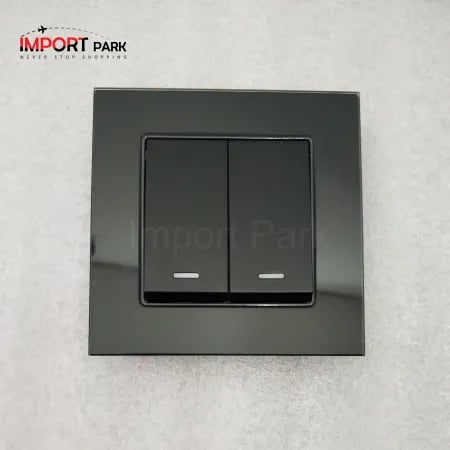 Glass Border 2gang 1way switch Black image 1