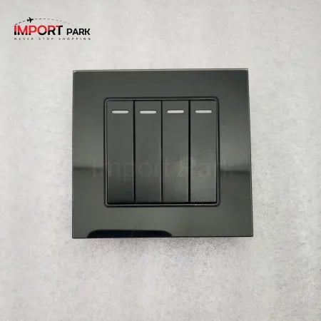 Glass Border 4gang 1way switch Black image 1