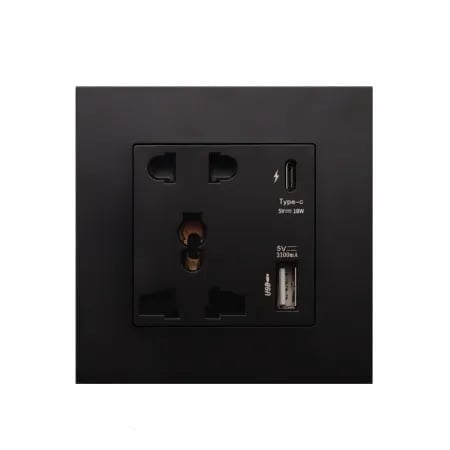 High Quality 18W USB and Type C 5pin Wall Socket Black image 1