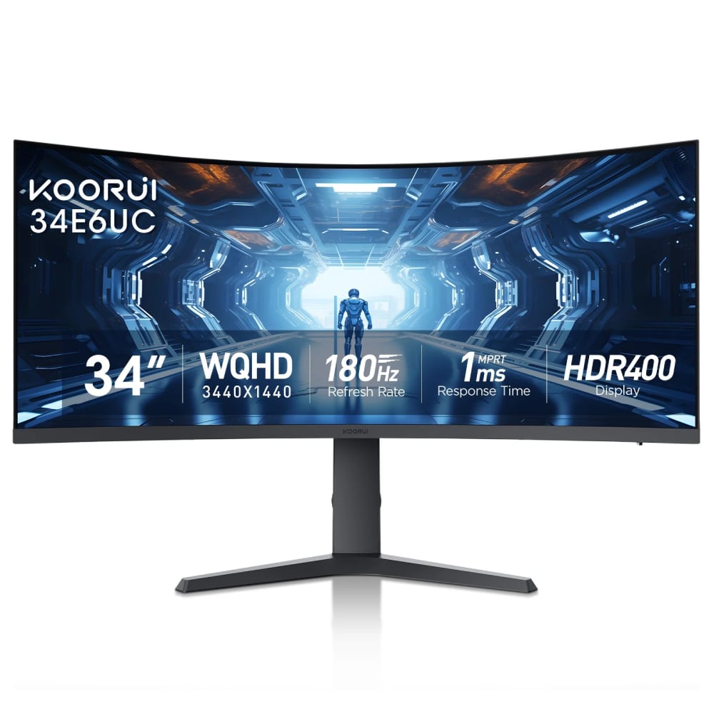 KOORUI 34E6UC 34" 165Hz WQHD Curved Gaming Monitor image 1