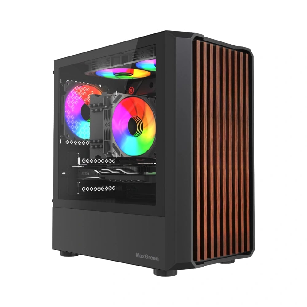 MaxGreen 315 Wood M-ATX Mid-Tower Gaming Casing image 1