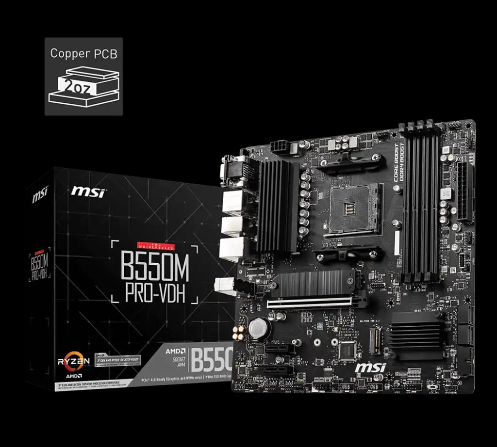 MSI B550M Pro-VDH AMD AM4 DDR4 Micro-ATX Motherboard image 1