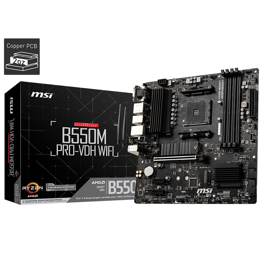 MSI B550M Pro-VDH Wi-Fi AM4 AMD Micro-ATX Motherboard image 1