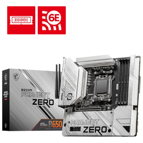 MSI B650M PROJECT ZERO AM5 m-ATX Motherboard image 1