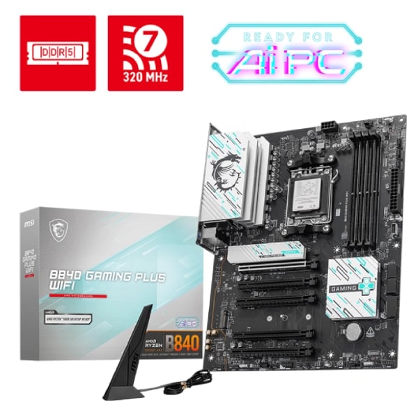 MSI B840 GAMING PLUS WIFI AMD AM5 ATX Motherboard image 1
