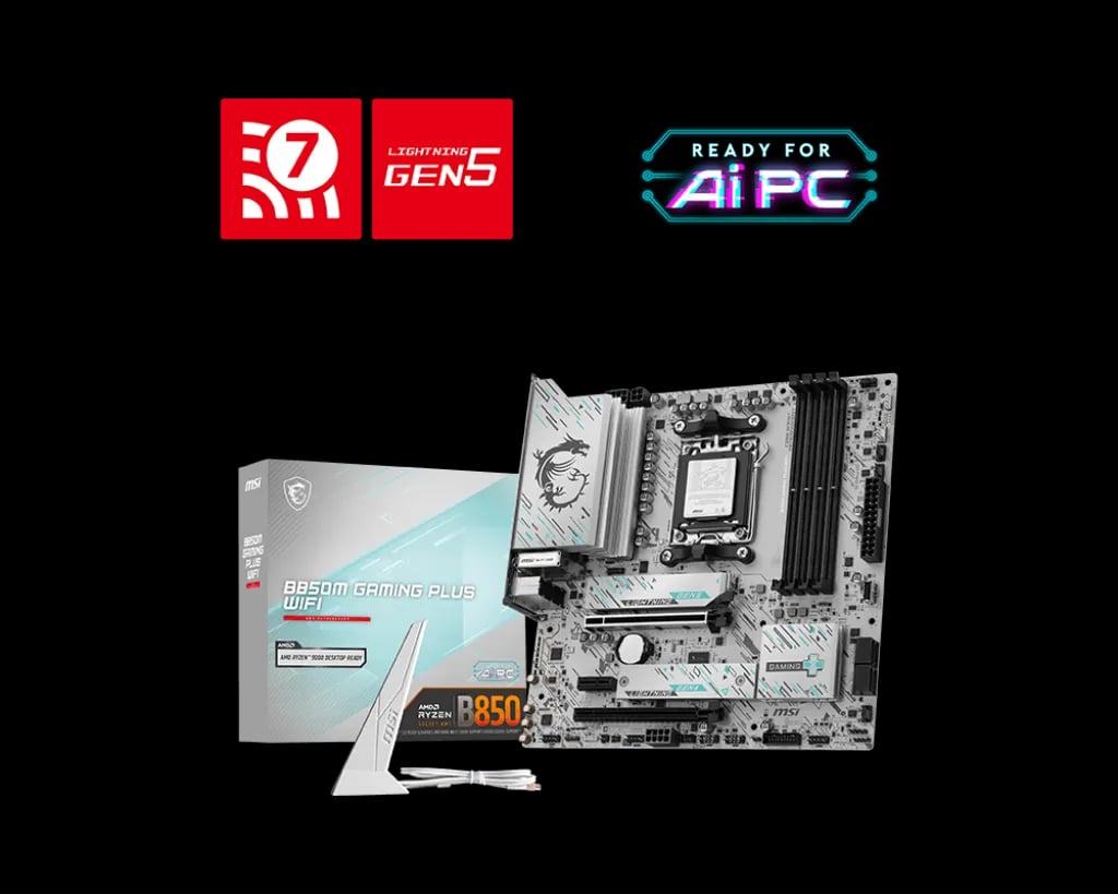 MSI B850M GAMING PLUS WIFI7 AM5 mATX Motherboard image 1