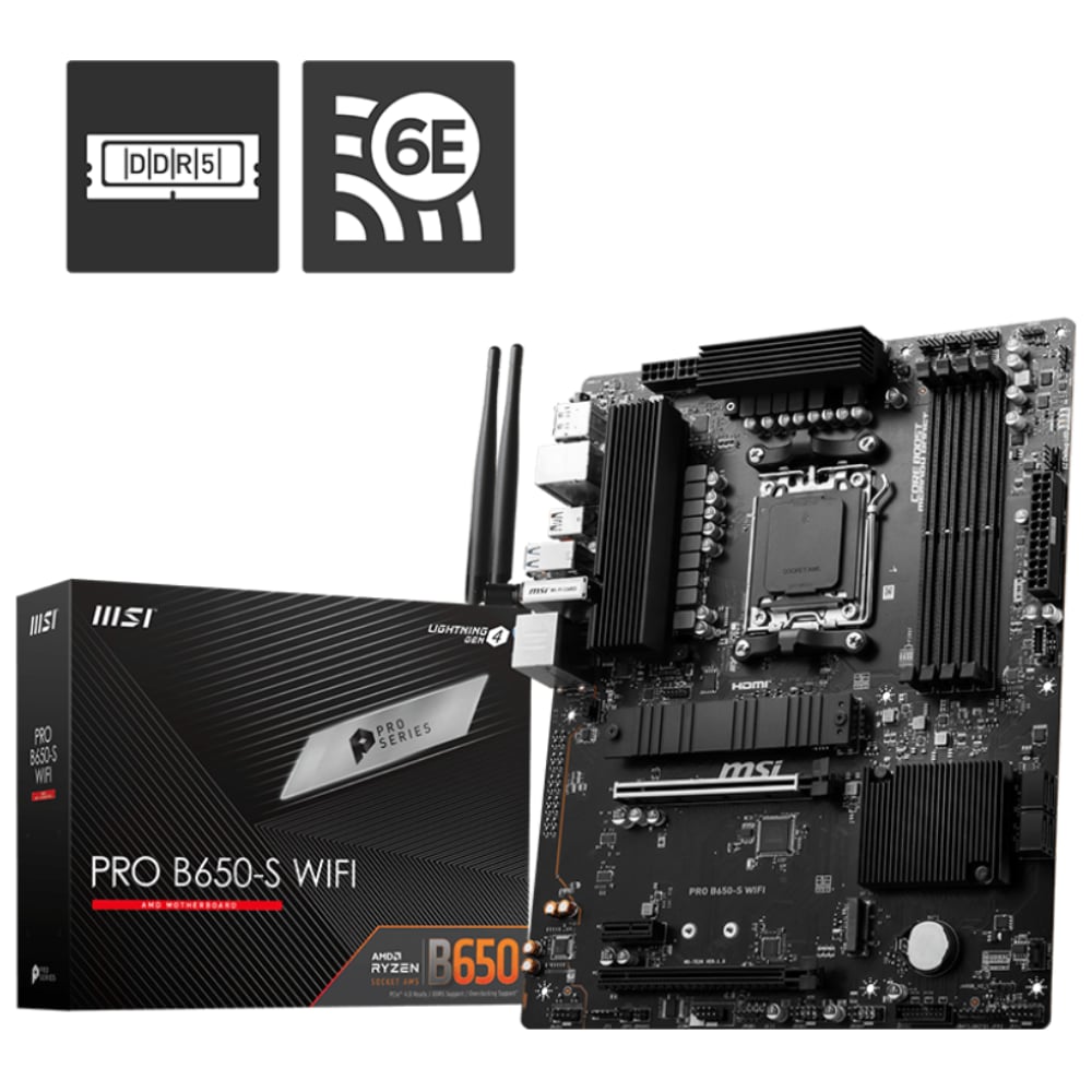MSI PRO B650-S WIFI DDR5 AM5 ATX Motherboard image 1