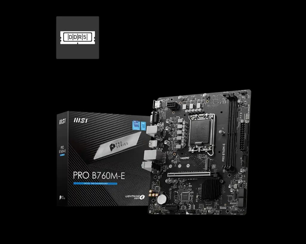 MSI PRO B760M-E DDR5 m-ATX Motherboard image 1