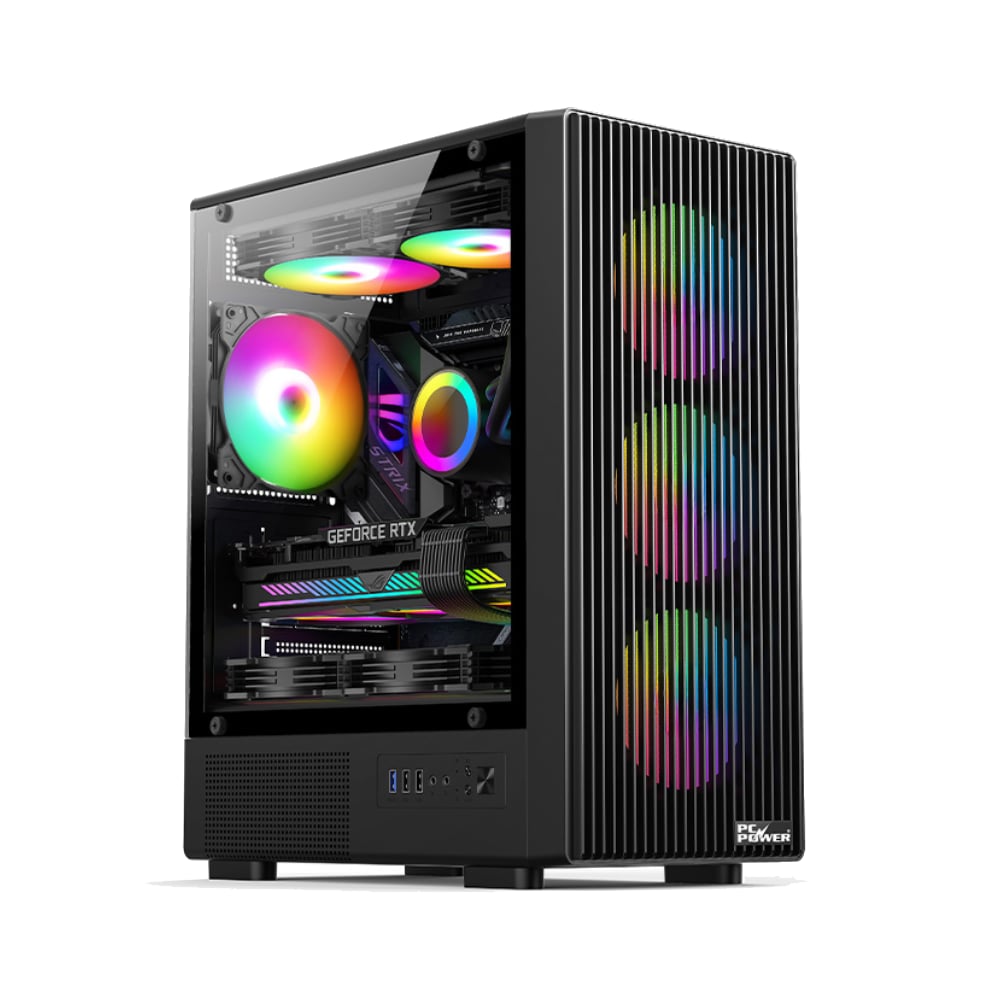 PC Power Air X Mesh BK mATX Mid Tower Gaming Casing image 1