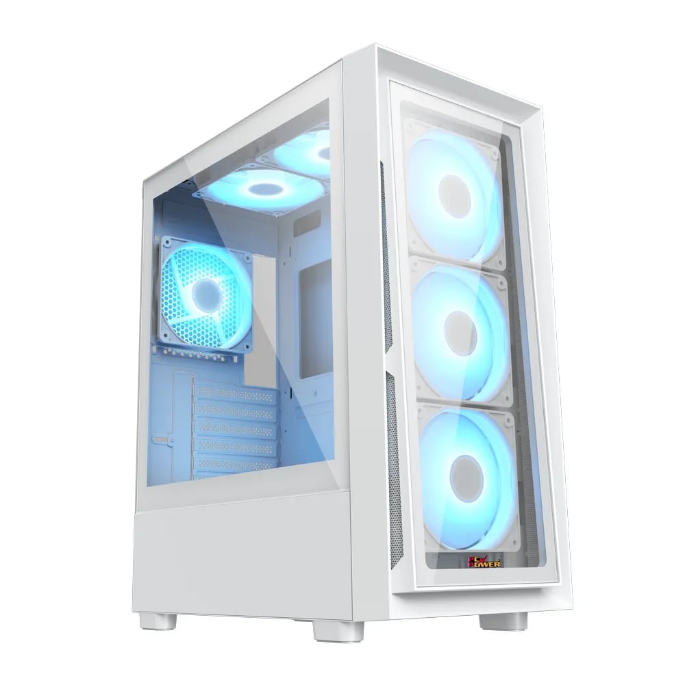 PC Power Crystal Glass V3 WH ATX Desktop Gaming Casing image 1