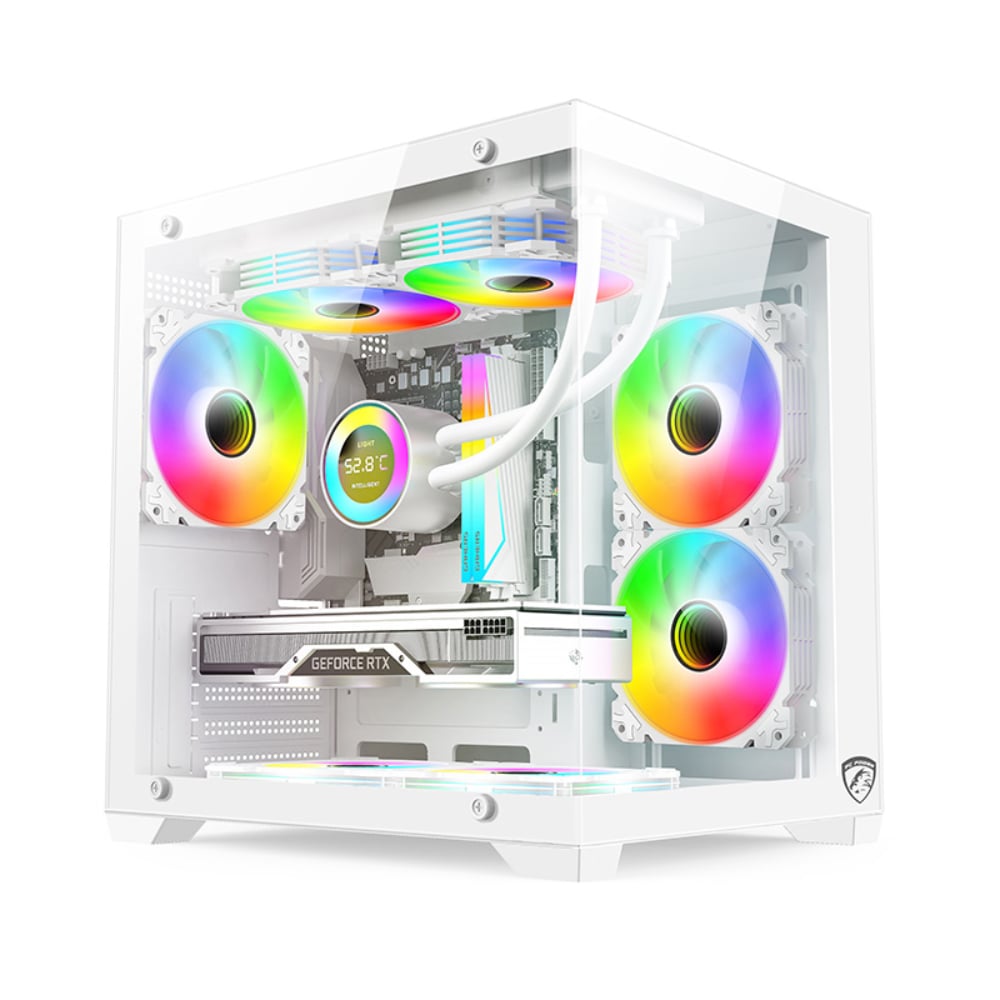 PC Power ICEBOX X2 WH mATX Mid Tower Gaming Casing image 1