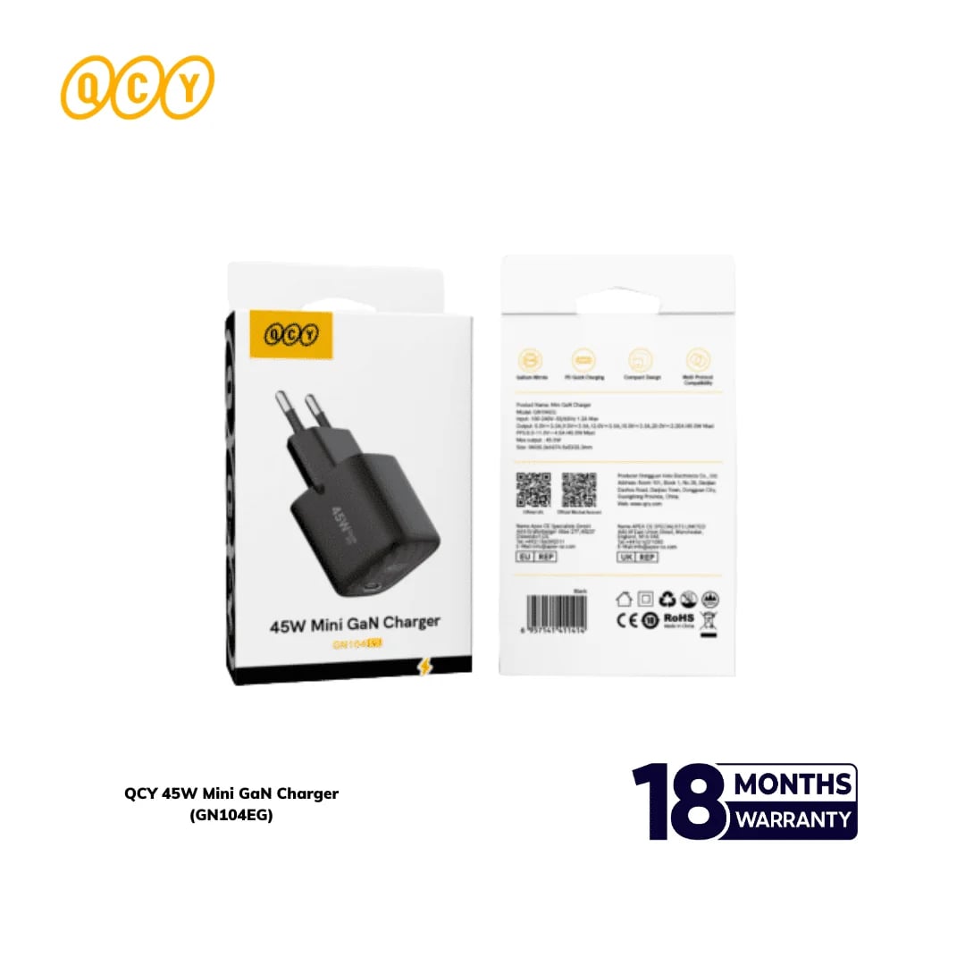 QCY 45W Mini GaN Charger GN104EG image 1
