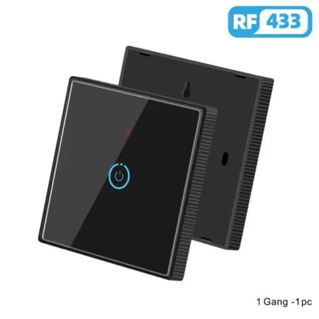 RF 433Mhz 1 Button Glass Type Remote Black image 1
