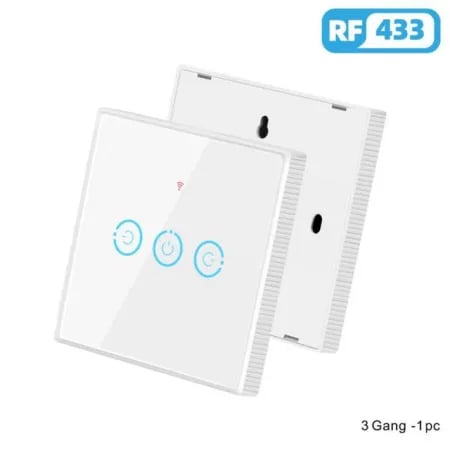 RF 433Mhz 3 Button Glass Type Remote White image 1