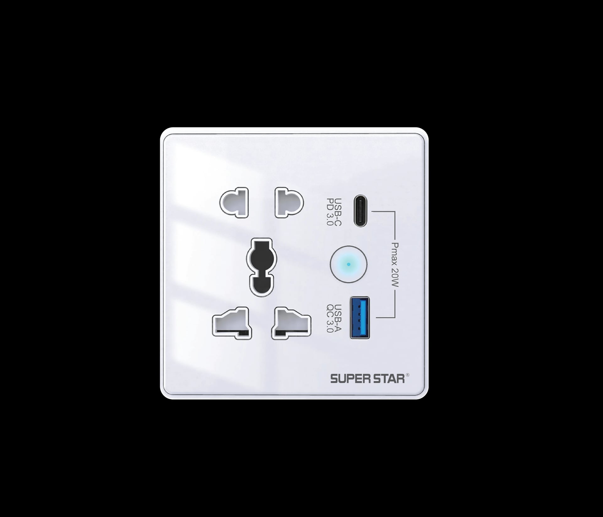 Smart Zen WIFI Touch 5Pin Socket with USB C&A (White) image 1