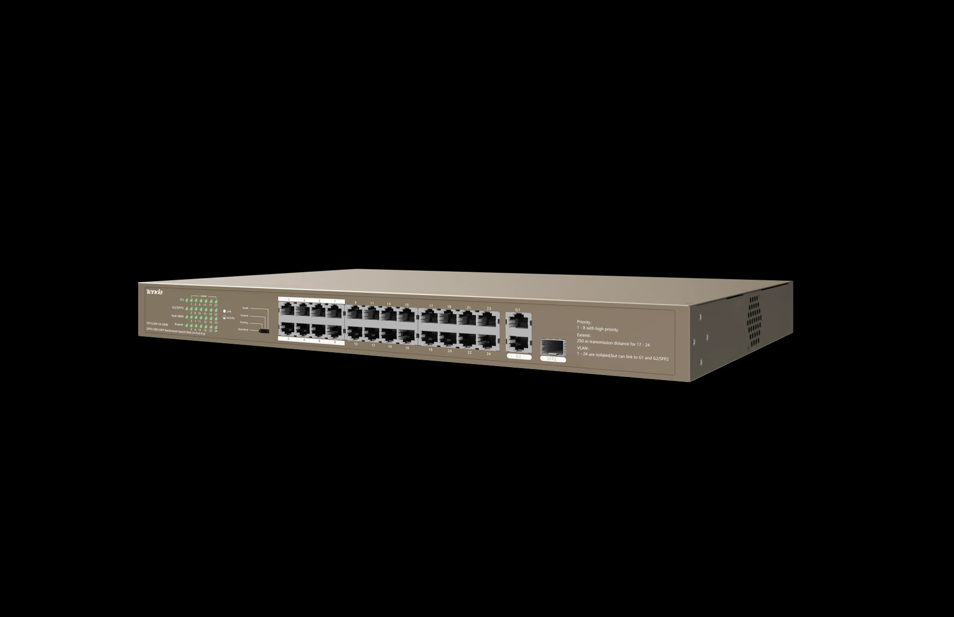 Tenda TEF1126P-24-250W 24 Port PoE Gigabit Switch image 1