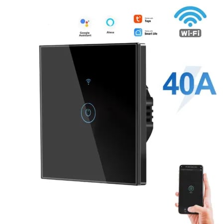 Wifi 40A DP Geyser Switch Single Button Black image 1
