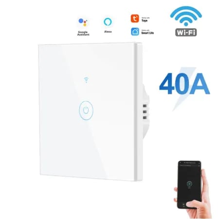 Wifi 40A DP Geyser Switch Single Button White image 1