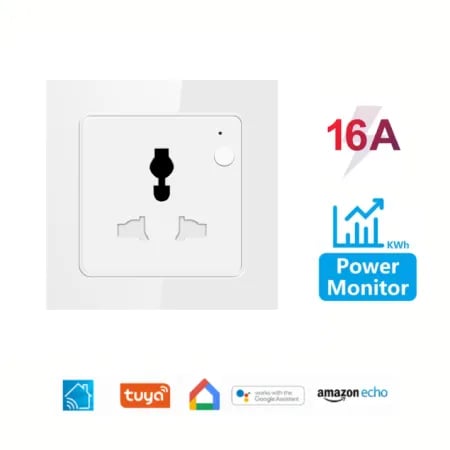 Wifi Smart 3 Pin well socket with power monitor White image 1