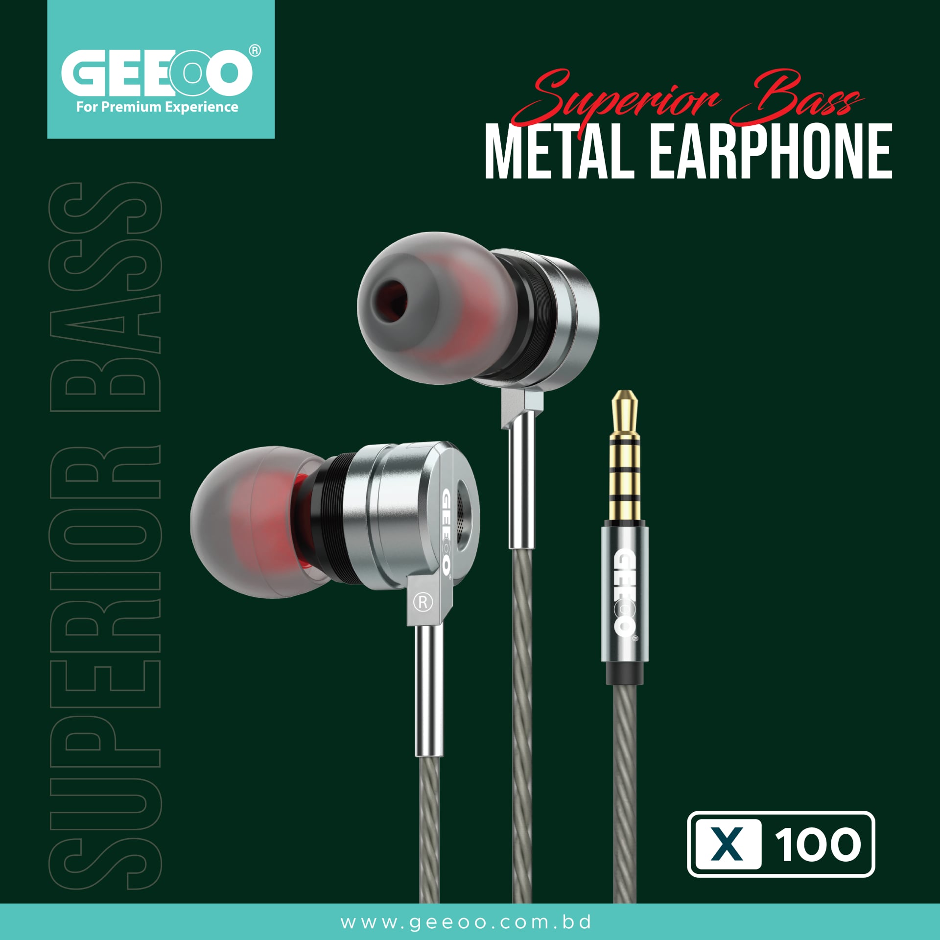 X100 Superior Bass Metal Earphone image 1