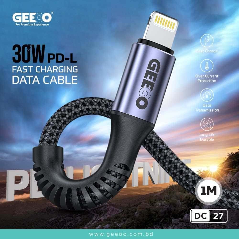 GEEOO 30W Fast Charging 1M Long (PD-L) Data Cable