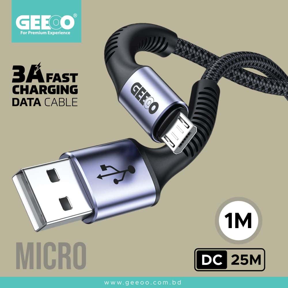 GEEOO 3A Fast Charging 1M Long (Type-C) Data Cable