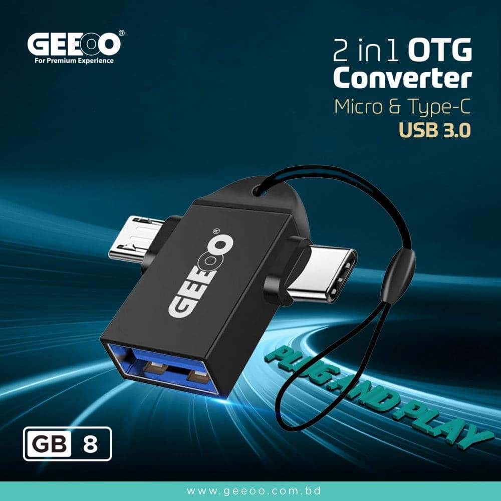 GEEOO 2 in 1 Micro to Type-C OTG Converter (USB-3.0)