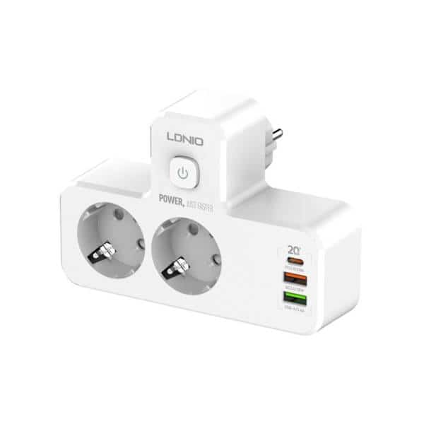 LDNIO SE2337 2 OUTLETS POWER SOCKET - White
