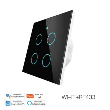 Wifi Smart 4 Gang Switch RF Prime Black