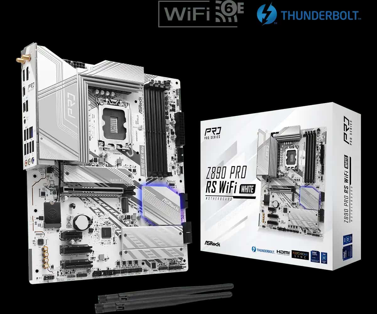 ASRock Z890 Pro RS WiFi White LGA1851 DDR5 ATX Motherboard