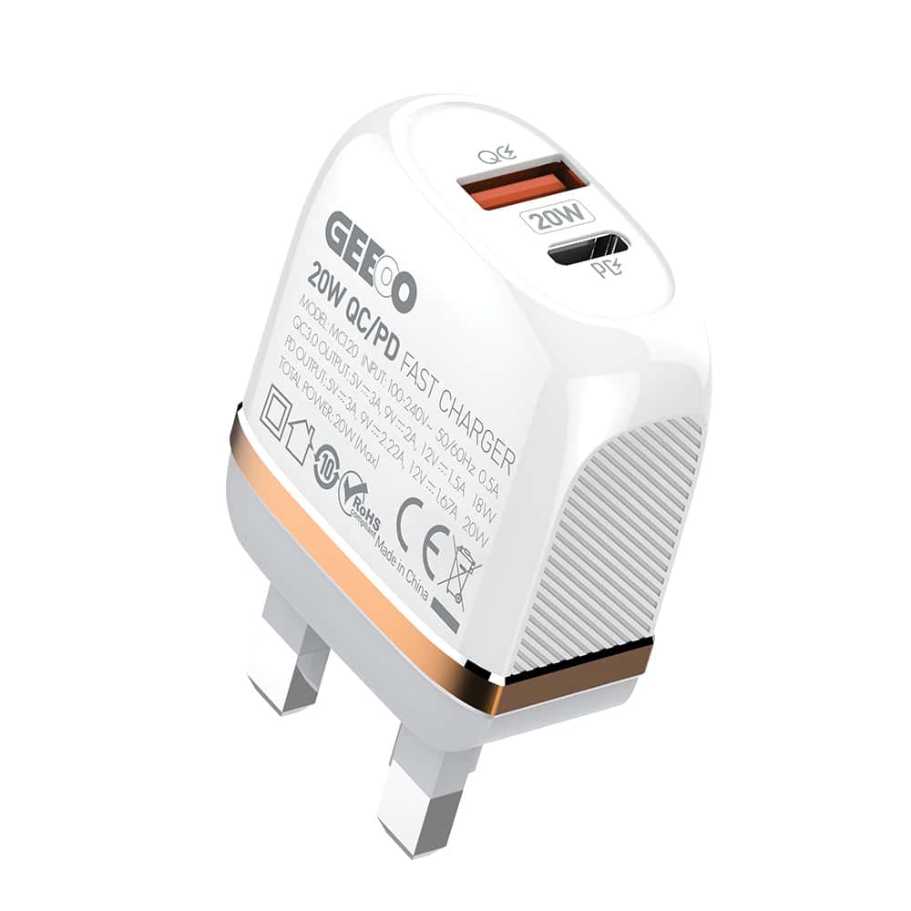 GEEOO PD+QC3.0 20W Fast Travel (Type-C) Charger (1M Cable)