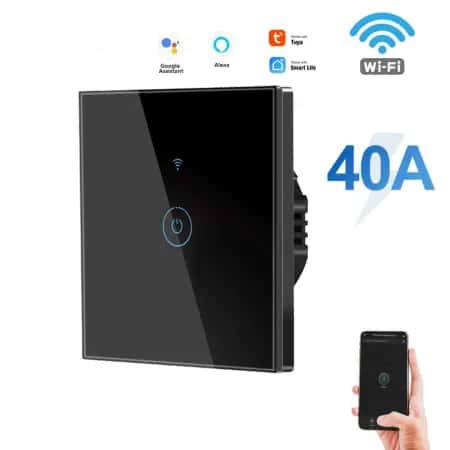 Wifi 40A DP Geyser Switch Single Button Black