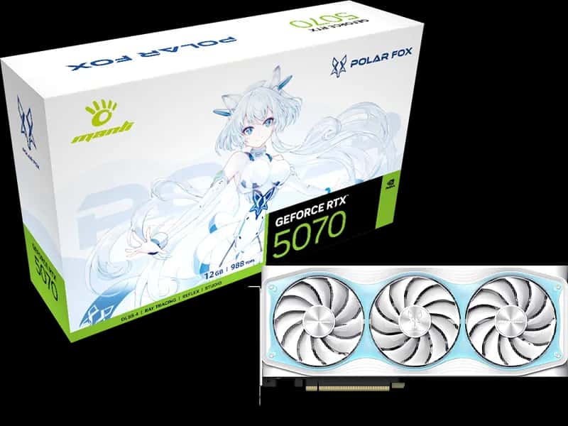 Manli Polar Fox V2 GeForce RTX 5070 OC 12GB GDDR7 Graphics Card