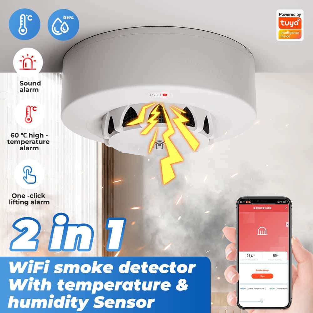 Tuya Smart Smoke Detector Alarm System (WiFi Enabled)