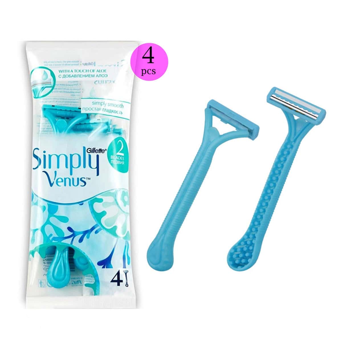 Click to enlarge Simply Venus 2 Women’s Disposable Razors (4 razors) - Blue