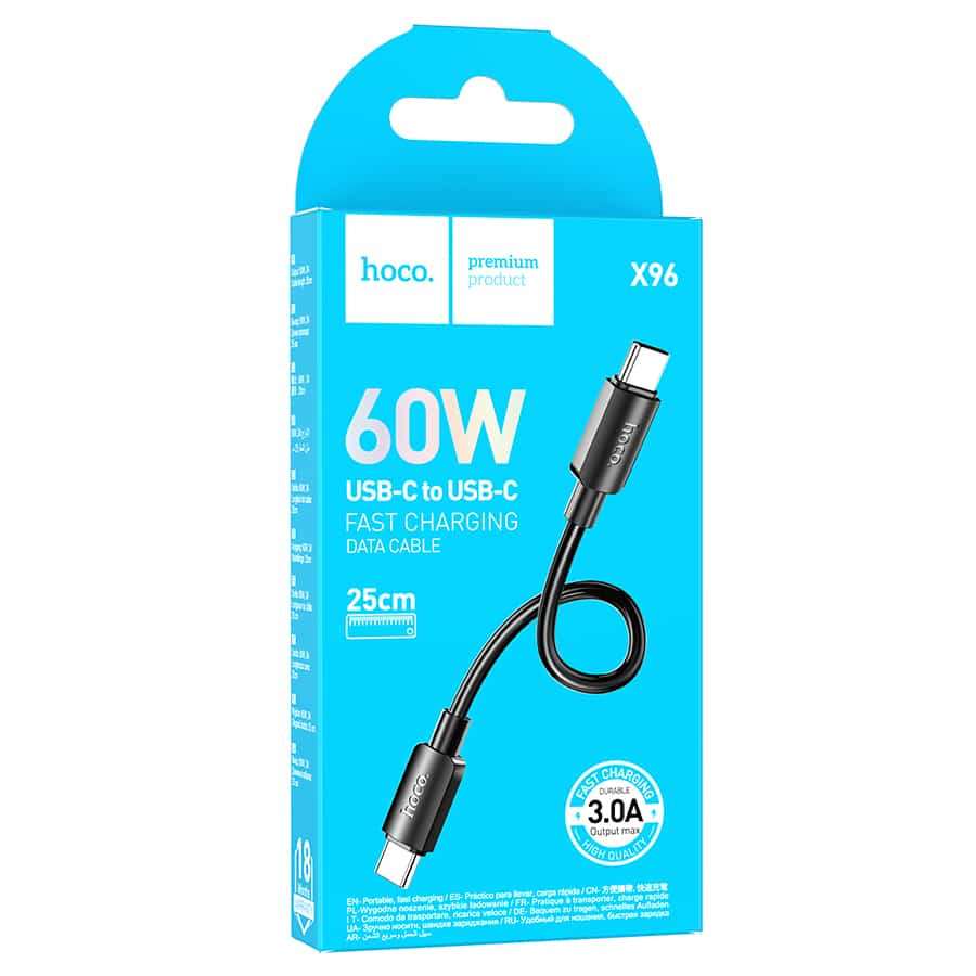 Hoco 60W USB-C to USB-C Fast Charging Data Cable 25cm