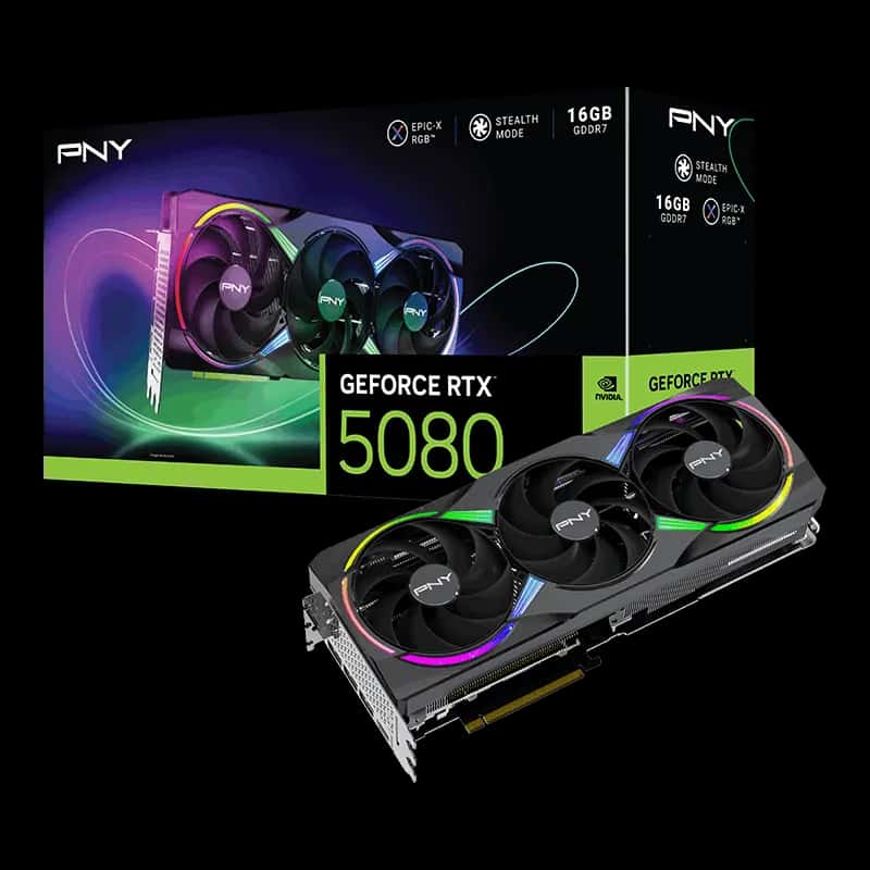 PNY GeForce RTX 5080 16GB GDDR7 ARGB EPIC-X RGB Overclocked Triple Fan Graphics Card
