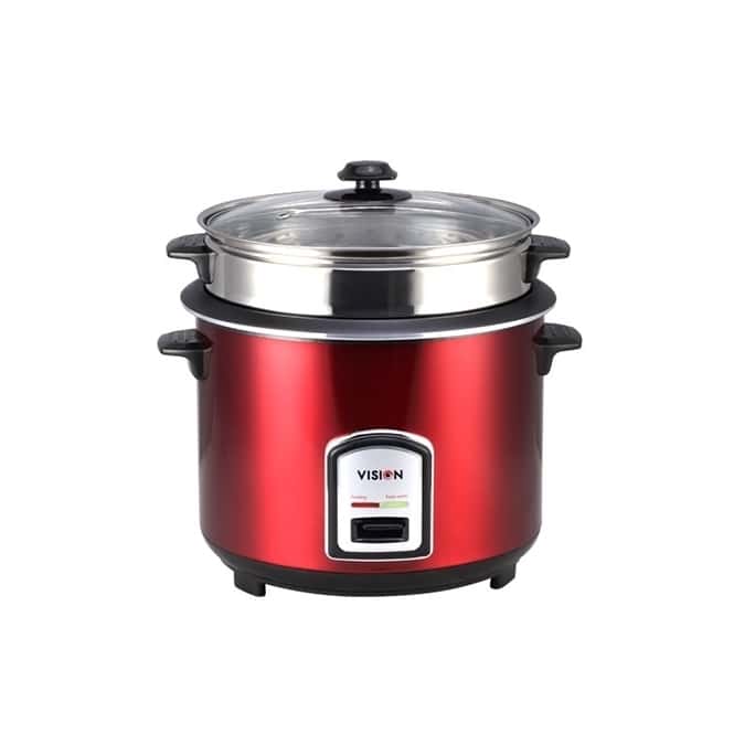VISION 3.0 Liter Stainless Steel Rice Cooker with Red Body for Bangladeshi Kitchens