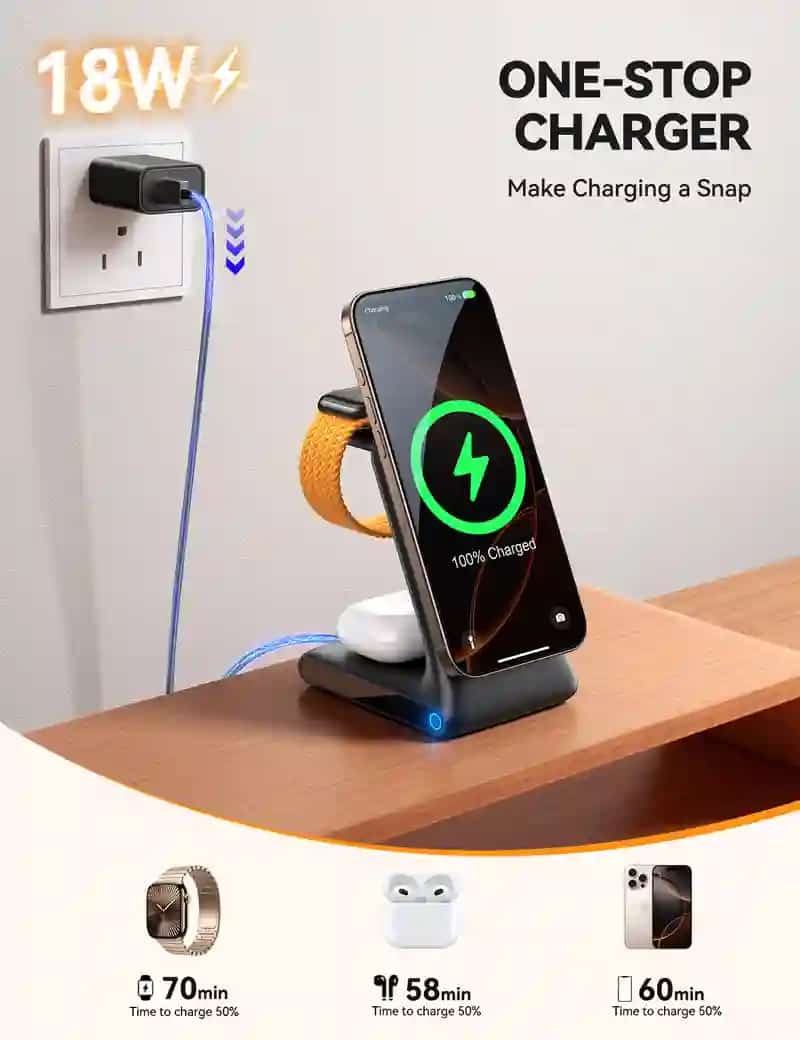 JOYROOM JR-W15 3 in 1 Magnetic Wireless Charging Phone Holder
