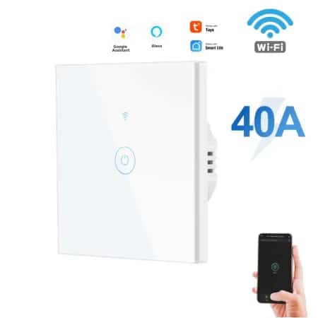 Wifi 40A DP Geyser Switch Single Button White
