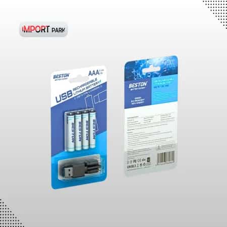 Beston AAA Lithium Rechargeable Battery Type-C Charging Port (4Pcs Pack) Original