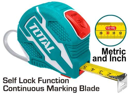 TOTAL Steel Measuring Tape TMT126251 – 5mx19mm With metric and inch Self lock function