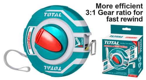 TOTAL Steel Measuring Tape TMT11306 – 1 Gear ratio for fast rewind Length & width:30mx12.5mm With metric and inch