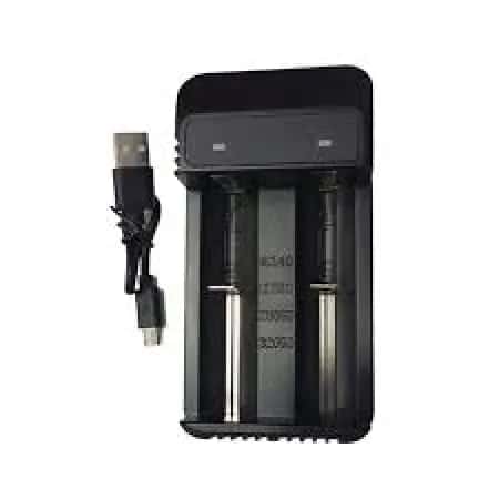 Universal Dual‑Slot USB Lithium‑Ion Battery Charger – Micro‑USB Powered